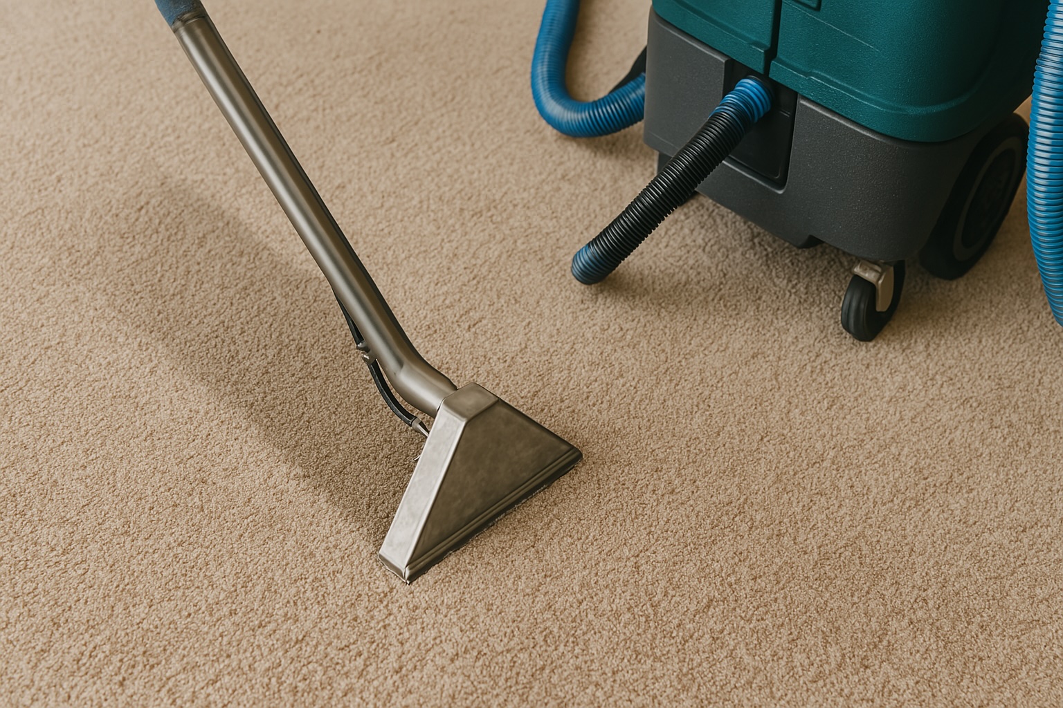 Carpet cleaning equipment in use