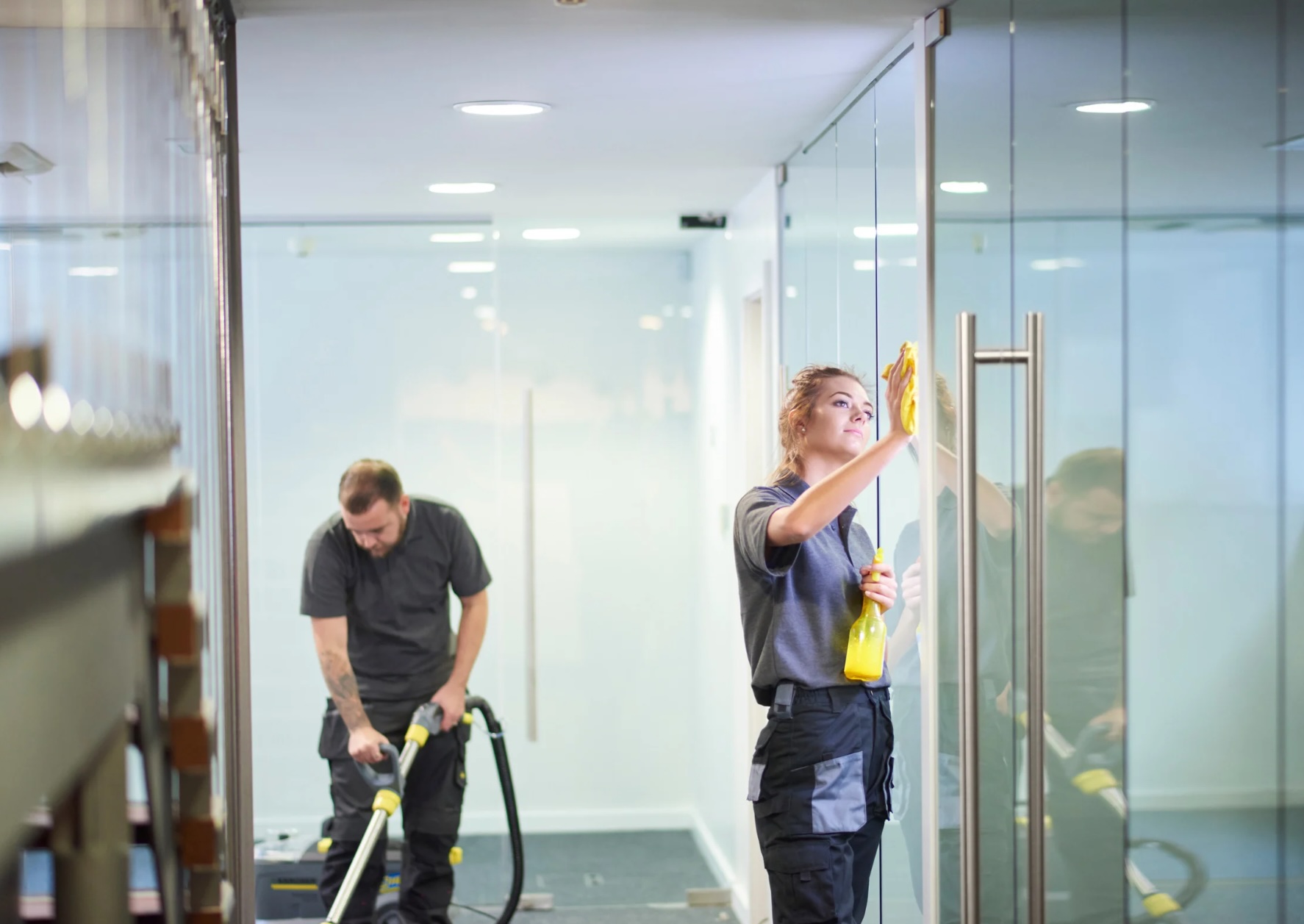 Commercial cleaning team